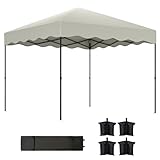 Outsunny Pavillon ca.3x3m, wasserabweisend Stabil Winterfest Pop-up Faltpavillon mit UV Schutz 50+, Faltbar Partyzelt Gartenzelt mit Rolltasche, Gartenpavillon für Camping Garten, Cremeweiß