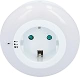 UNITEC LED-Nachtlicht mit Steckdose | Orientierungslicht | 3 Farbtöne | Dämmerungssensor | Zwischenstecker mit Beleuchtung | rund