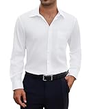 siliteelon Herren Hemd Langarm Weißes Bügelfrei Hemden Weiss Matt Stretch Oberhemd für Männer Weiß Regular Fit Anzug Business Herrenhemd für mit Tasche Büro Arbeit Hochzeit