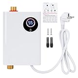 Mini Durchlauferhitzer, 3800W 220V Elektrische Warmwasserbereiter Druckfester Untertischspeicher mit LCD-Temperaturanzeige, Elektronisch Geregelter Durchlauferhitzer für Dusche, Badezimmer, Küche