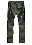 donhobo Damen Gefüttert Winterhose Wasserdicht Winddicht Atmungsaktiv Warm Verdickte Softshellhose Frühling Herbst Wanderhose Outdoorhose Grün L
