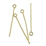 Perlin 350 Kettelstifte Gold Nietstifte 40mm x 0,7mm Kopfstifte und mit öse 4cm Perlenstifte Gold Prismenstifte für Schmuckherstellung