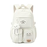 Gyios Rucksack Täglicher Für Frauen Packsack wasserdichte Nylon Stoff Travel Rucksacks Mädchen Schultasche Teenager Casual Bags-weiß