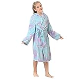 V.&GRIN Mädchen-Fleece-Bademantel, weicher Fuzzy-Bademantel mit Kapuze für Kleinkinder von 3–14 Jahren (Candy 5–6)
