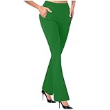 KDEIHT Yogahose Damen Bootcut Schlaghose Lange Leggings Flared High Waist Freizeithose Bauchkontrolle Sportleggins Elastisch Hose Einfarbig Sporthose Modern Leggins Bequem Jogginghose Yoga Pants