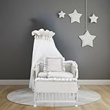 Generisch Babyhafen Beistellbett 3in1 Babybett Komplettbett Royal Beige, Spitze-Weiß Stubenbett