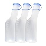 Tiga-Med Urinflasche 1Ltr. für Männer 3er Set Urinflaschen aus stablilem PP-Material Urinente mit Deckel