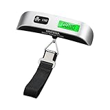 GRIFEMA Kofferwaage Digitale mit Haken, Gepäckwaage mit LCD-Anzeige, Reise Gadgets, Tragbare Reisewaage für Reisen im Freien, bis 50 kg, Grau, GA2005