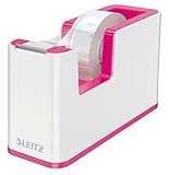 Leitz Klebeband-Tischabroller, Fester Stand, Klebebandabroller inkl. Klebeband, Weiß/Pink, Duo Colour, WOW, 53641023