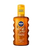 NIVEA SUN Tropical Bronze Ölspray LSF 6 (200 ml), Sonnenschutz für langanhaltende Bräune ohne Selbstbräuner, Sonnenspray mit Carotin-Extrakt und Vitamin E