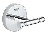GROHE Start Cosmopolitan, Bademantelhaken ohne Bohren (Handtuchhalter mit verdeckter Befestigung, zum Kleben oder Bohren, mit Schrauben und Dübel, ohne Kleber), chrom, 41168000