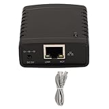 Plyisty Ethernet USB Print Server mit Webverwaltungsfunktion für Smart -TVS -Drucker Kameras Laptops, Solid ABS Material Schwarz Farbe (EU-Stecker)