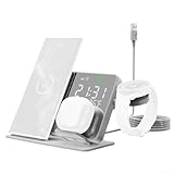 Hasaller Ladestation 4-in-1 Wireless Charger Charging Dock 4-in-1 Wireless Charging Station Fast Wireless Charger Stand LED Light Folding Dock Charger Stand (C)