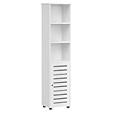 VASAGLE Hochschrank fürs Badezimmer, hoher Badezimmerschrank, Badregal stehend, mit 3 offenen Fächern und 2 verstellbaren Einlegeböden, Wohnzimmer, Eingangsbereich, wolkenweiß BBK160W01