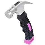 Kleiner Klauenhammer, Mini-Hammer für Damen und Kinder, Campinghammer, Kurzer Hammer, Nagelhammer mit Magnet (Rosa)