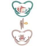 nip LATEX Schnuller Butterfly mit Ring 2er Pack, flacher Sauger aus Naturkautschuk, stillfreundlich, symmetrisch ZAHNFREUNDLICH, BPA-frei, nachhaltig, 0-6 Mo. ab Geburt, LATEX FSC 100%