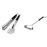 Weber 6625 2-teiliges Premium Grillbesteckset, Zange und Wender & 6493 21-Inch 3-Sided Grill Brush