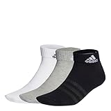 adidas Unisex Thin and Light Ankle Socks 3 Pairs, Medium Grey Heather / White / Black, 4.5-6