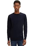 TOM TAILOR Herren Basic Rundhalspullover' Pullover, Knitted Navy Melange, L EU