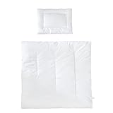 roba Kindersteppbett - Baby Bettdecke 80 x 80 cm + Kissen 40 x 35 cm - Set für Kinder - 4 Jahreszeiten / Ganzjährig - Weiß