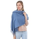 ACNCN Damen-Schal, Kaschmir, Pashmina, 300 g, extra groß, Kaschmir, dicke Schals für den Winter, denim-blau