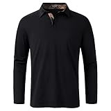 Enlision Poloshirt Herren Langarm Polohemd Schwarz Casual Golf Poloshirts Baumwolle Regular Fit Sport Polo T-Shirt Männer XXL