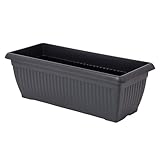 Kunststoff Pflanzkasten rechteckig anthrazit - 80 x 33 cm - XXL Blumenkasten im Romantic Design - Pflanzkübel Blumenkübel Landhaus Garten Deko