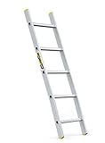 DRABEST Leiter PRO Serie Aluleiter 5 Sprossen Anlegeleiter Stufenanlegeleiter bis 150 kg belastbar Hausleiter mit kostenloser Haken