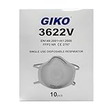 GIKO FFP2 Staubmaske Packung von 10 - Ventilmasken Respirator für Bau, Bauarbeiten, Schleifen, Holzbearbeitung, Weiß