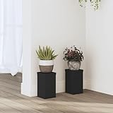 Makastle Blumenhocker 2er Set, Indoor Blumenständer Pflanzenständer Pflanzenstand Pflanztisch Deko Tisch Blumenregal Blumentopfständer Pflanzenregal, Schwarz 10x10x18 cm Holzwerkstoff