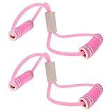 SOIMISS 2 Stück Widerstandsbänder mit Griffen Set Elastisch Pilates Yoga Trainingsbänder für Ganzkörper-Workout Zuhause Fitness Anfänger Arme Schulter Core