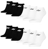PUMA Unisex Sneaker Socken knöchelhoch für Damen Herren 12er Pack, Farbe:004 - black/white, Socken & Strümpfe:39-42