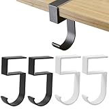 4 Stück Handtaschenhaken, Tischhaken für Büro, Restaurant und Bar (Schwarz, Weiß), Tragbare Tischhaken aus Aluminium, Haken für Handtaschen