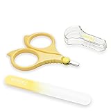 PAFASON Baby-Nagelschere und Baby-Glasnagelfeile, sichere runde Spitze, Edelstahl, tschechisches Floatglas, ideal für Neugeborene, Kleinkinder, Kinder