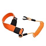 Zilimontt Boot-Kill-Switch-Schlüsselband mit Nylon-Spiralschnur und Neopren-Handschlaufe, verstellbare Motorabschaltung, Sicherheitsgurt mit Karabiner für Jetski, Boot, (B)