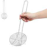 Amosfun Filterlöffel, Ölabscheider, Pfanne, Abtropfgestell, Mischung, Abfluss, Spüle, Schüssel, Fleischkorb, Korb, Topf, Wasserkocher, Krug, Infuser, Schlitz, Silber, Edelstahl