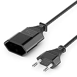 deleyCON 6m Stromkabel Verlängerung Netzkabel Verlängerungskabel Typ-C-Stecker Eurostecker auf Typ-C Euro Buchse TV PC Computer Monitor Beamer Lampe Haushaltsgeräte - Schwarz