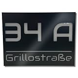 Hausnummer Schild 40x30cm, LED Beleuchtete 230V mit Gravur Straßenname und Nummer Personalisiert, Sehr Strapazierfähiges Dibond-Material, (Anthrazit) von Printima