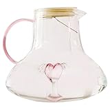 SECFOU Glaskaraffe Große Kapazität aus Hitzebeständigem Glas Praktischer Wasserkrug mit Ausguss und Griff für Familie Party und Restaurantgebrauch
