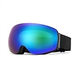 QFUPKTSU Winter sphärisch 180% großes Sichtfeld magnetische Skibrille Brille, kann Kurzsichtigkeit Skibrille tragen, so dass die Brille einen besseren Schutz bekommt (grün)