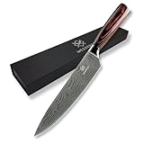 MESSEREI Kochmesser mit extrem scharfer 20cm Klinge Küchenmesser Fleischmesser Chefmesser Allzweckmesser aus hochwertigem 7CR17 Edelstahl