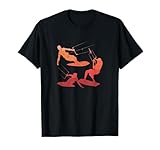 Redido Kitesurfen Retro T-Shirt Damen Schwarz Klein Klassische Passform Kurzarm Crew-Ausschnitt Kitesurfing Sommer Urlaub