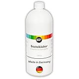 perfect ideaz – Bastelkleber 1.000 ml - transparent & lösungsmittelfrei - starker PVA Flüssigkleber für Papier, Pappe, Stoff, Filz - auswaschbar, ungiftig, Made in Germany