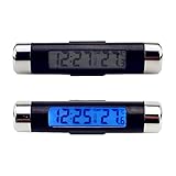Ziyan Digitale Autouhr Digital Auto Thermometer Temperatur 2 in1 LCD Display Fahrzeug Armaturenbrett Uhr Elektronische Zeit Klimaanlage Vent