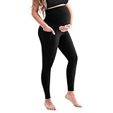 SINOPHANT Damen Umstandsleggings Hohe Taille Umstandshosen mit Taschen Blickdichte Schwangerschaftsleggings Weiche Elastische Umstandsmode Zuhause Yoga S