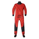 Neoprenanzüge Wasserdichter 3-Lagen-Trockenanzug for Herren, Latexhals, Wathose for Kajak-Kanu, for Bergreiten, Wassersport, 1 Stück(Red,M)