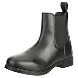 RL24 - Jodhpur Reitstiefelette soft | Kinder, Herren & Damen Stiefeletten | mit Elastikeinsatz & Pull-On | wasserdichte Chelsea Boots aus Kunstleder | schwarze Reitschuhe | Größe 38