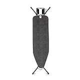 Brabantia - Bügelbrett B - für Dampfbügeleisen - Höhenverstellbar - für Links- und Rechtshänder - Solider Vierfußrahmen - Leicht versetzbar - Bügeleisen bis 13,5 cm - Denim Black - 124 x 38 cm