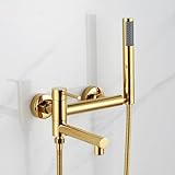 Wannenarmatur Duscharmatur Wandmontage Schwenkbar Einhebel mit Duschkopf und Schlauch Set für Wasserhähne