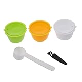 FONDOTIN 3 Stück Teiliges Wiederbefüllbares Kaffeekapsel Filterset Kompatibel mit Dolce Gusto Langlebiger Edelstahl Kaffeefilterbecher mit Feinem Sieb und Leicht zu Reinigen